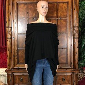 NWOT Black On/Off Shoulder Dolman Sleeve Ribbed Neck Sleeve Sweater